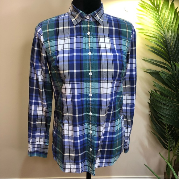 J Crew The Boy Shirt Plaid Flannel Button-Up Long Sleeve Blouse 2 - Picture 3 of 8